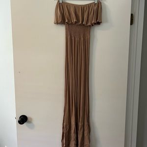Beige Off-Shoulder Maxi